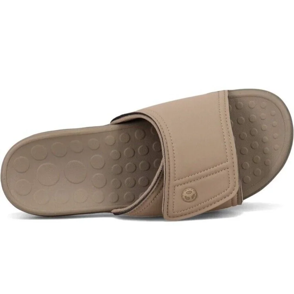 Vionic Kiwi Sandal Mens 8 Euro 41 Camel Khaki Tan Slide Supportive‎ Arch New